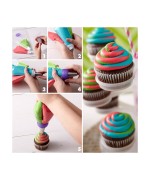 2 - Adattatore sac a' poche decorazioni a tre 3 colori effetto vortice Wilton