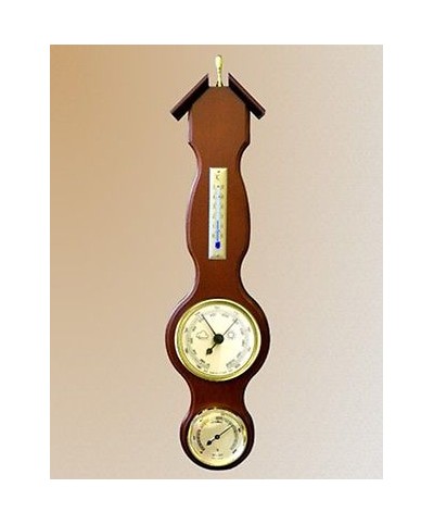 1 - STAZIONE BAROMETRICA CASSA IN NOCE TERMOMETRO BAROMETRO IGROMETRO GERMANY