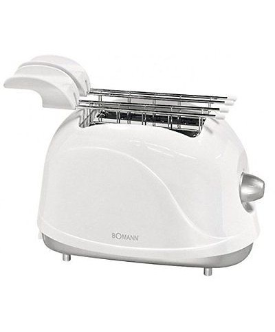 1 - BOMANN TOSTAPANE TOSTA PANE RACCOGLI BRICIOLE 2 PINZE 500W TAZ 239 BIANCO