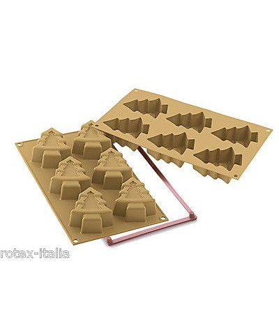 1 - SILIKOMART STAMPO XMAS TREE 6 ALBERI NATALE MULTIPORZIONE SILICONE SF202