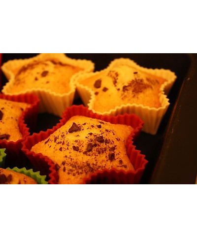 1 - KIT 6 PIROTTINI A STELLA STAMPO STAMPI FORMA SILICONE MUFFIN DOLCI SET