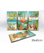 1 - QUADRO QUADRETTO DIPINTO LEGNO BEACH MARE SPIAGGIA SUMMER ESTATE 639608