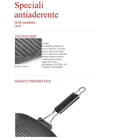 2 - Bistecchiera alluminio rigata pressofuso 28 x28 cm Lagostina