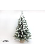 1 - Albero di Natale innevato con base Juta 90 cm
