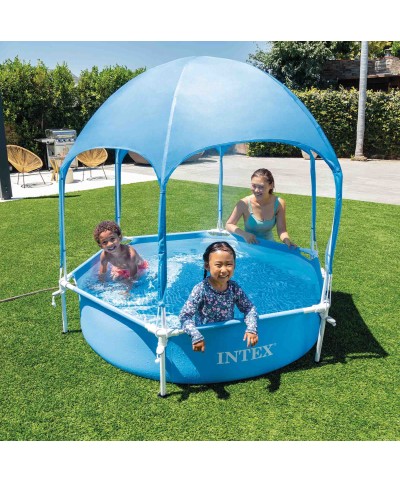 2 - Piscina fuori terra rotonda con parasole Intex 28209 Metal Frame 183x38 cm