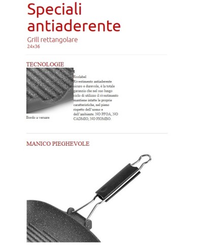 2 - Bistecchiera rettangolare rigata alluminio pressofuso 24x36 cm Lagostina