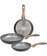 1 - Great Stone tris set 3 padelle 20 - 24 - 28 cm grigio Tognana