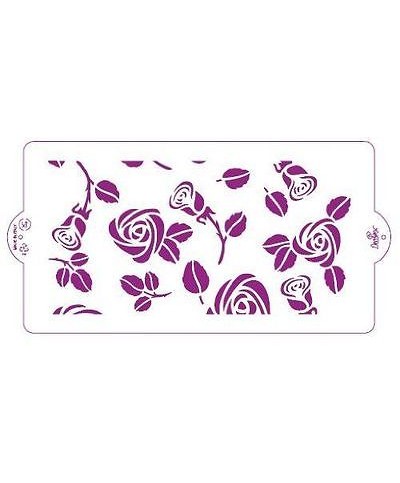 1 - DECORA STENCIL ROSE  CM 15 X 30 DECORI SU TORTE BISCOTTI DOLCI
