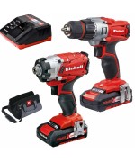 1 - Trapano e avvitatore a batteria ad impulsi Kit Einhell 4257232 Te-Tk 18/1 Li