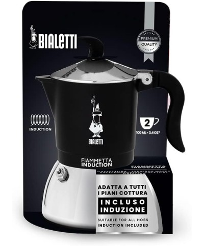 2 - Bialetti moka caffettiera Fiammetta Induction 2 tazze induzione nero