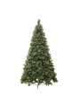 1 - Albero di natale verde cm 210 folto ad ombrello luci led pigne bacche