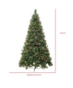 3 - Albero di natale verde cm 210 folto ad ombrello luci led pigne bacche