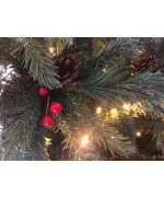 4 - Albero di natale verde cm 210 folto ad ombrello luci led pigne bacche