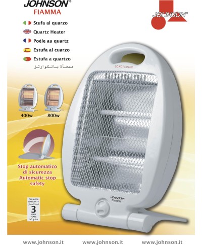 2 - JOHNSON STUFA ELETTRICA ALOGENA AL QUARZO 2 ELEMENTI FIAMMA 400/800 W