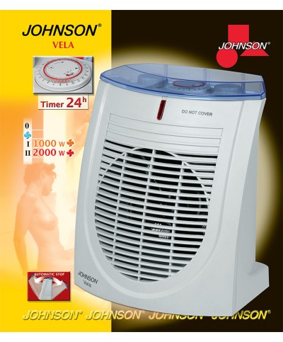 2 - JOHNSON STUFA ELETTRICA TERMOVENTILATORE SCALDA CALDO BAGNO VELA 2000 W