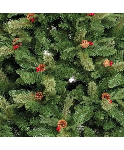 2 - Albero di natale verde cm 240 folto ad ombrello luci led pigne bacche