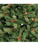 2 - Albero di natale verde cm 240 folto ad ombrello luci led pigne bacche