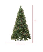 3 - Albero di natale verde cm 240 folto ad ombrello luci led pigne bacche
