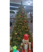 4 - Albero di natale verde cm 240 folto ad ombrello luci led pigne bacche