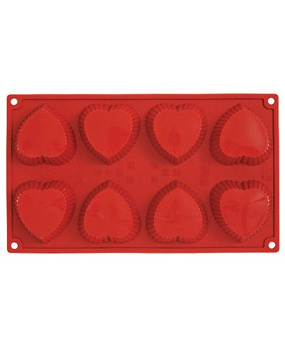 1 - PAVONI STAMPO MULTIPORZIONE CUORI MUFFIN STAMPI SILICONE 8 CUORICINI FR082