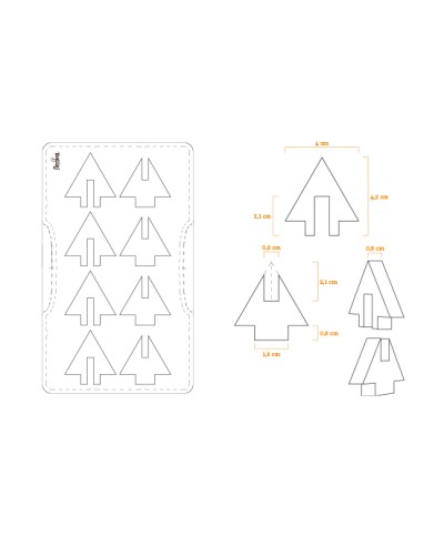 2 - DECORA STAMPO ABETE AD INCASTRO DI CIOCCOLATA DOLCI 8 CAVITÀ POLICARBONATO