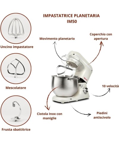 2 - Girmi Impastatrice IM50 8 Lt impastatore Planetaria 2200 W Gastronomo Plus