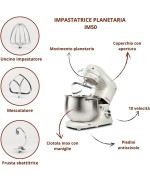 2 - Girmi Impastatrice IM50 8 Lt impastatore Planetaria 2200 W Gastronomo Plus