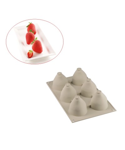 1 - Stampo multiporzione 6 Fragole e Panna 3D silicone Silikomart
