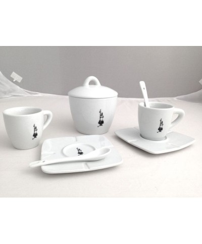1 - BIALETTI BASIC GIFT BOX PORCELLANA X 2 TAZZE TAZZINE CAFFè  ZUCCHERIERA