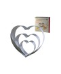 1 - LARES SET 3 PZ STAMPO PER DOLCI BLOCCA IMPASTO CORNICE FORNO CUORE INOX