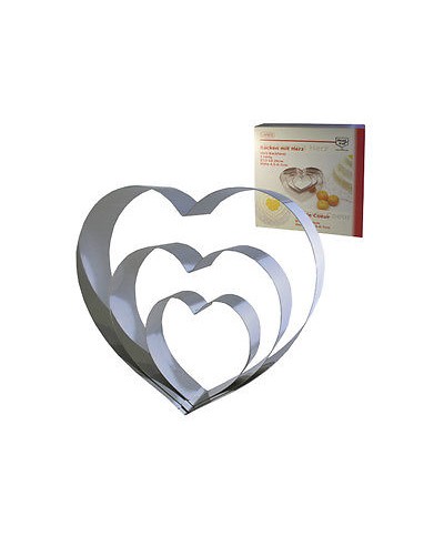 1 - LARES SET 3 PZ STAMPO PER DOLCI BLOCCA IMPASTO CORNICE FORNO CUORE INOX