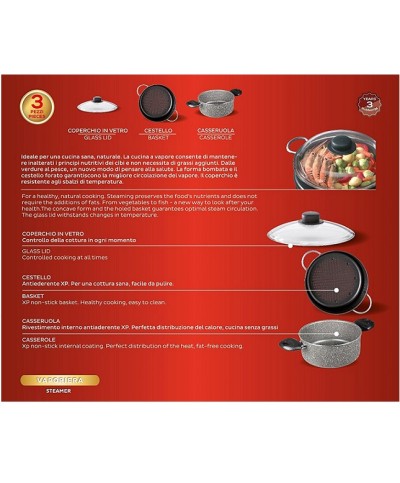 2 - Vaporiera Trudi 24 cm con coperchio in vetro