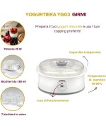 4 - Yogurtiera elettrica 7 vasetti Girmi YG03