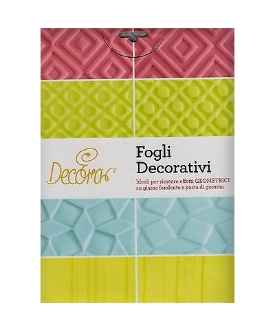 1 - FOGLI DECORATIVI DECORA TORTE DOLCI GEOMETRICI GLASSA FONDENTE 9260210