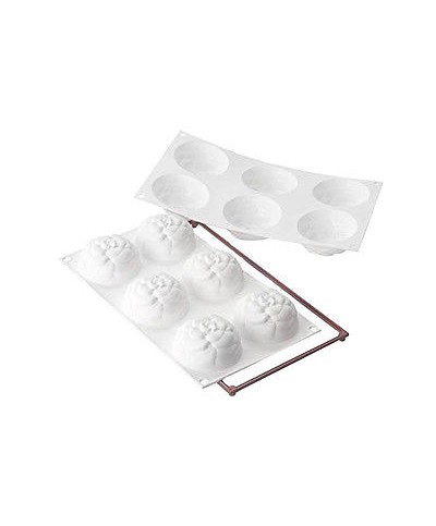 1 - SILIKOMART STAMPO IN SILICONE MULTIPORZIONE FORNO DOLCI 6 CAMELIE SF 156