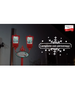 3 - Lampione natalizio doppio luminoso rosso 180 cm 482113