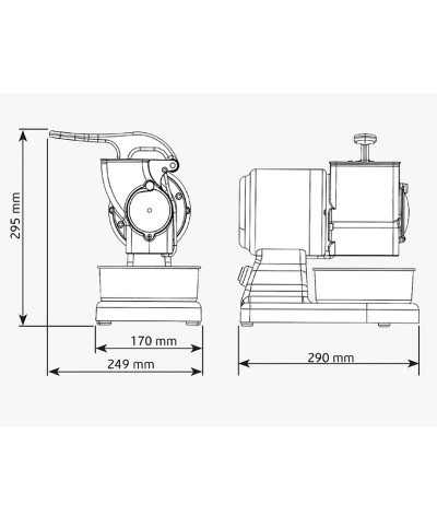 2 - Grattugia elettrica Rgv professionale in acciaio Vip 8 G/S Maxi Nera
