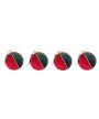 1 - Set 4 Palline Natale Velluto Rosso e Verde Ø 10 cm