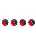 1 - Set 4 Palline Natale Velluto Rosso e Verde Ø 10 cm