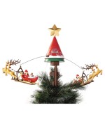 1 - Puntale Natalizio Rotante con Slitta, Luci e Musica – Per Albero di Natale