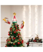 3 - Puntale Natalizio Rotante con Slitta, Luci e Musica – Per Albero di Natale