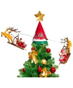 4 - Puntale Natalizio Rotante con Slitta, Luci e Musica – Per Albero di Natale