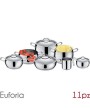 3 - Batteria di pentole 11 pezzi Euforia Lagostina acciaio inox