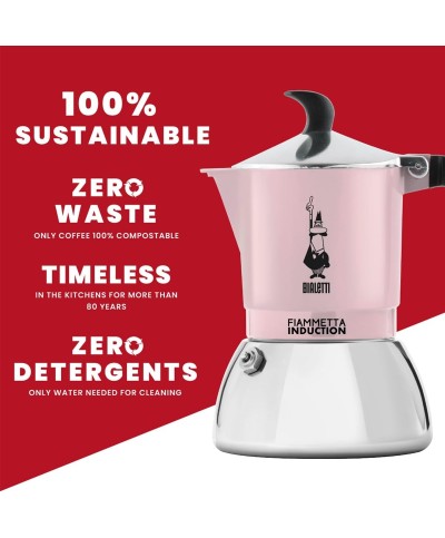 2 - Bialetti moka caffettiera Fiammetta Induction 2 tazze induzione rosa