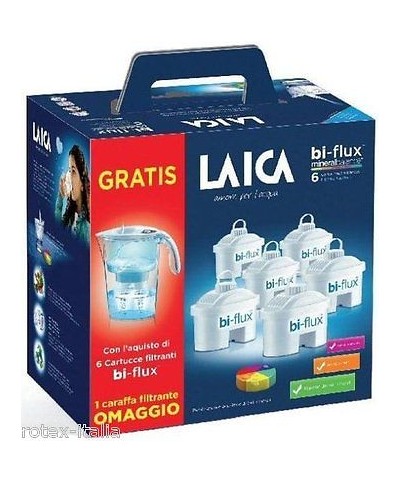 1 - LAICA J996 KIT 6 FILTRI BIFLUX CARAFFA 2,30 LT FILTRANTE FILTRO ACQUA