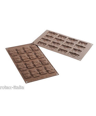 1 - SILIKOMART STAMPO SILICONE EASYCHOC CHOCO TAGS GUFI FUNNY OWLS SF 199