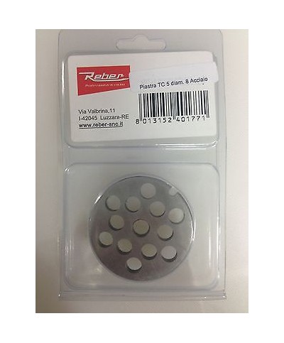 1 - REBER PIASTRA TC 5 DIAM. 8 MM ACCIAIO INOX PER TRITACARNE ELETTRICO