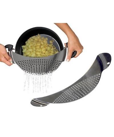 1 - SCOLAPASTA COLAPASTA SCOLATUTTO SCOLA PASTA TUTTO MEZZALUNA INOX 33 CM