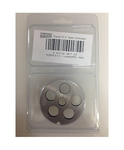 1 - REBER PIASTRA TC 5 DIAM. 12 MM ACCIAIO INOX PER TRITACARNE ELETTRICO