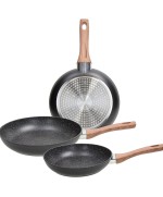 1 - Great Stone tris set 3 padelle 20 - 24 - 28 cm nero Tognana